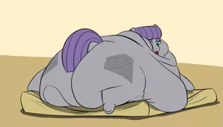 Size: 871x495 | Tagged: artist:astr0zone, blob, boulder buns, chubby cheeks, derpibooru import, fat, huge butt, impossibly large belly, impossibly large butt, large butt, looking back, maud pie, morbidly obese, obese, plot, solo, suggestive, wrong cutie mark