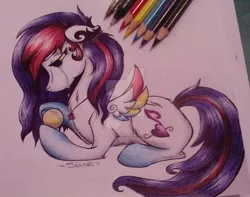 Size: 1024x805 | Tagged: safe, artist:rainbowshine94, derpibooru import, oc, oc:jessy, unofficial characters only, crying, photo, sad, traditional art