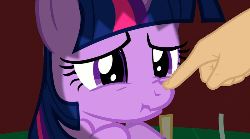 Size: 1022x568 | Tagged: boop, boop edit, derpibooru import, dragon quest, edit, finger, hand, safe, screencap, scrunchy face, twilight sparkle