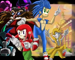 Size: 880x700 | Tagged: safe, artist:urhangrzerg, derpibooru import, pinkie pie, rainbow dash, twilight sparkle, robot, equestria girls, crossover, doctor eggman, equestria girls-ified, knuckles the echidna, miles "tails" prower, sonic heroes, sonic the hedgehog, sonic the hedgehog (series)
