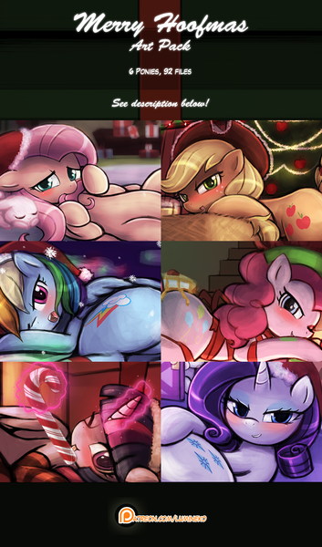 Size: 1000x1700 | Tagged: suggestive, artist:lumineko, derpibooru import, applejack, fluttershy, pinkie pie, rainbow dash, rarity, twilight sparkle, twilight sparkle (alicorn), alicorn, pony, art pack, female, mane six, mare, patreon, patreon logo, patreon preview, seductive