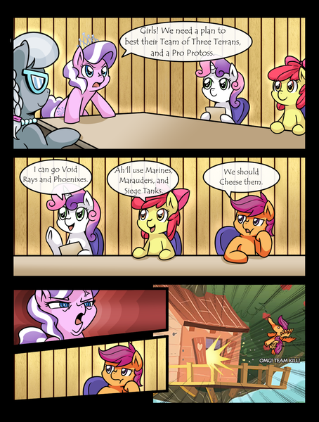 Size: 1202x1588 | Tagged: safe, artist:vavacung, derpibooru import, edit, apple bloom, diamond tiara, scootaloo, silver spoon, sweetie belle, earth pony, pegasus, pony, unicorn, crusaders of the lost mark, arin hanson face, boardroom meeting, comic, cutie mark, cutie mark crusaders, defenestration, dorkly, employer meme, exploitable meme, female, filly, meme, parody, starcraft, starcraft 2, the cmc's cutie marks