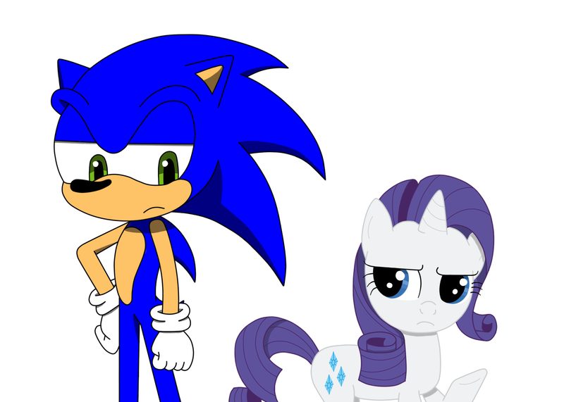 Size: 1400x1000 | Tagged: artist:phantomshadow051, crossover, derpibooru import, female, interspecies, male, rarisonic, rarity, safe, shipping, simple background, sonic the hedgehog, sonic the hedgehog (series), straight, white background