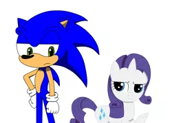Size: 1400x1000 | Tagged: artist:phantomshadow051, crossover, derpibooru import, female, interspecies, male, rarisonic, rarity, safe, shipping, simple background, sonic the hedgehog, sonic the hedgehog (series), straight, white background