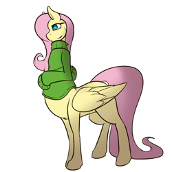 Size: 480x480 | Tagged: animated, anthro, anthro centaur, artist:conmanwolf, blinking, centaur, centaurs doing horse things, centaurshy, clothes, cute, derpibooru import, female, fluttershy, hoof tapping, horses doing horse things, pegasus, pegataur, ponytaur, raised hoof, safe, smiling, solo, stomping, sweater, sweatershy, tapping, taur, unguligrade anthro