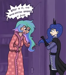 Size: 1054x1200 | Tagged: 4chan, anonymous artist, babylon 5, clothes, crossover, derpibooru import, drawthread, human, humanized, londo mollari, nightgown, parody, princess celestia, princess luna, safe, uniform, vir cotto