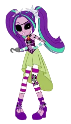 Size: 2000x3500 | Tagged: safe, artist:kombatantchampion, derpibooru import, aria blaze, equestria girls, rainbow rocks, animatronic, clothes, endoskeleton, eyepatch, five nights at adagio's, five nights at freddy's, high heels, hook, leggings, pigtails, shoes, simple background, skirt, sleeveless, solo, torn clothes, transparent background, vector, welcome to the show