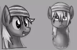 Size: 823x533 | Tagged: artist:yugtra, derpibooru import, grayscale, hat, monochrome, oc, oc:redline, safe, sketch, unofficial characters only