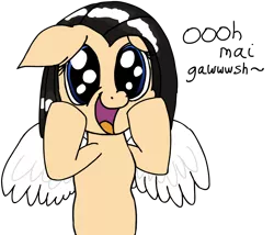 Size: 1400x1200 | Tagged: safe, artist:baratus93, derpibooru import, oc, oc:sky weaver, unofficial characters only, pegasus, pony, dialogue, reaction image, simple background, smiling, squee, transparent background