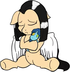 Size: 749x772 | Tagged: safe, artist:baratus93, derpibooru import, oc, oc:sky weaver, unofficial characters only, pegasus, pony, belly button, doll, sad, simple background, toy, transparent background