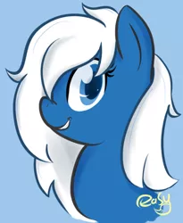 Size: 500x611 | Tagged: artist needed, blue background, browser ponies, derpibooru import, grin, looking at you, microsoft edge, oc, oc:edge, safe, simple background, smiling, source needed, unofficial characters only