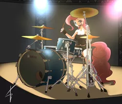 Size: 2000x1700 | Tagged: anthro, artist:jamesjackobgermany, derpibooru import, drums, pinkie pie, safe, solo, yamaha