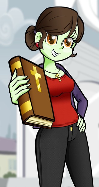 Size: 640x1212 | Tagged: safe, artist:ohohokapi, deleted from derpibooru, derpibooru import, sophisticata, equestria girls, background human, bible, christianity, religion, religious headcanon