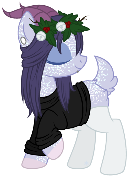 Size: 1238x1682 | Tagged: artist:cayfie, bells, clothes, deer, derpibooru import, ear piercing, earring, eyes closed, hoodie, horns, mistleholly, oc, piercing, safe, simple background, socks, solo, stockings, transparent background, unofficial characters only