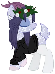 Size: 1238x1682 | Tagged: artist:cayfie, bells, clothes, deer, derpibooru import, ear piercing, earring, eyes closed, hoodie, horns, mistleholly, oc, piercing, safe, simple background, socks, solo, stockings, transparent background, unofficial characters only