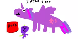 Size: 800x400 | Tagged: safe, artist:alpha957, derpibooru import, spike, twilight sparkle, twilight sparkle (alicorn), alicorn, pony, 1000 hours in ms paint, book, ms paint, quality, you tried