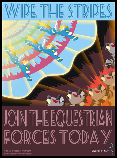 Size: 2559x3461 | Tagged: artist:thishomeboy24, derpibooru import, fallout equestria, ministry of image, poster, propaganda, safe, wonderbolts, zebra