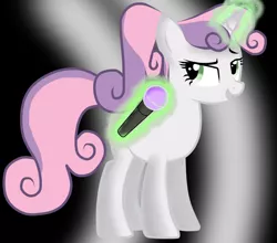 Size: 1024x900 | Tagged: safe, artist:nevera573, derpibooru import, sweetie belle, magic, microphone, older, solo