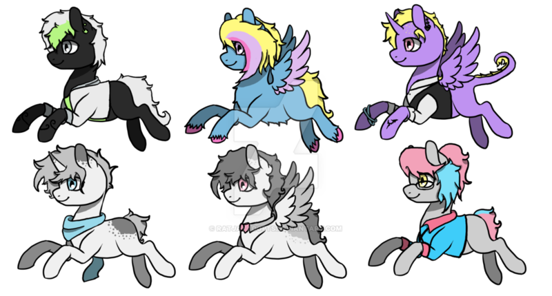 Size: 1024x551 | Tagged: safe, artist:ratjayadopts, derpibooru import, oc, ponified, unofficial characters only, alicorn, pony, adoptable, agender, agender pride flag, alicorn oc, aprogender, aprogender pride flag, bandana, bigender, bigender pride flag, bowtie, bracelet, clothes, demiboy, demiboy pride flag, demiflux, demiflux pride flag, demigirl, demigirl pride flag, ear piercing, glasses, hoodie, piercing, polo shirt, pride ponies, shirt, simple background, tattoo, transparent background, watermark