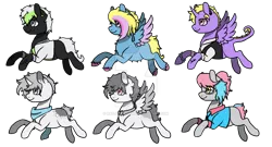 Size: 1024x551 | Tagged: safe, artist:ratjayadopts, derpibooru import, oc, ponified, unofficial characters only, alicorn, pony, adoptable, agender, agender pride flag, alicorn oc, aprogender, aprogender pride flag, bandana, bigender, bigender pride flag, bowtie, bracelet, clothes, demiboy, demiboy pride flag, demiflux, demiflux pride flag, demigirl, demigirl pride flag, ear piercing, glasses, hoodie, piercing, polo shirt, pride ponies, shirt, simple background, tattoo, transparent background, watermark