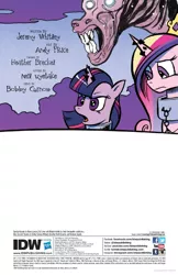 Size: 685x1054 | Tagged: safe, artist:andypriceart, derpibooru import, idw, princess cadance, twilight sparkle, twilight sparkle (alicorn), alicorn, pony, umbrum, siege of the crystal empire, spoiler:comic, spoiler:comic37, female, horn crystals, magic suppression, mare, official comic