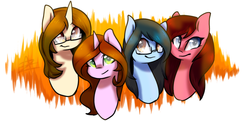 Size: 1280x634 | Tagged: artist:myralilth, derpibooru import, glasses, oc, oc:evening star, oc:galaxy art, oc:raita serenity, oc:ruby swift, safe, unofficial characters only