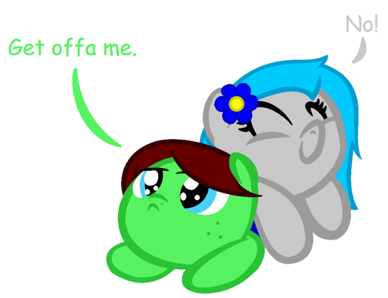 Size: 1024x787 | Tagged: artist:goodheartfluttershy, artist:supermlpfan, artist:tess, derpibooru import, lying on top of someone, oc, oc:green jay, oc:pencil blue, safe, simple background, transparent background, unofficial characters only