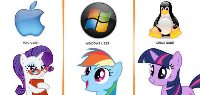 Size: 680x322 | Tagged: derpibooru import, linux, mac os x, meme, operating system, rainbow dash, safe, twilight sparkle, windows