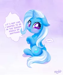 Size: 1280x1510 | Tagged: safe, artist:imoshie, derpibooru import, trixie, pony, unicorn, baka, crossed arms, crying, cute, dialogue, diatrixes, female, jerkass woobie, looking at you, mare, sitting, solo, tsundere, tsunderixie, woobie