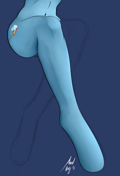 Size: 1500x2200 | Tagged: anthro, artist:almondhusky, derpibooru import, questionable, rainbow dash, simple background, solo, unguligrade anthro