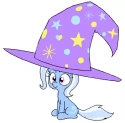 Size: 289x284 | Tagged: safe, artist:wafflecakes, derpibooru import, trixie, pony, unicorn, female, giant hat, hat, mare, simple background, solo