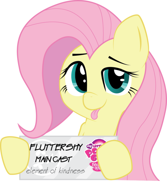Size: 1139x1254 | Tagged: safe, artist:hoodie-stalker, derpibooru import, fluttershy, pegasus, pony, :p, female, looking at you, my little pony logo, simple background, solo, tongue out, transparent background, vector