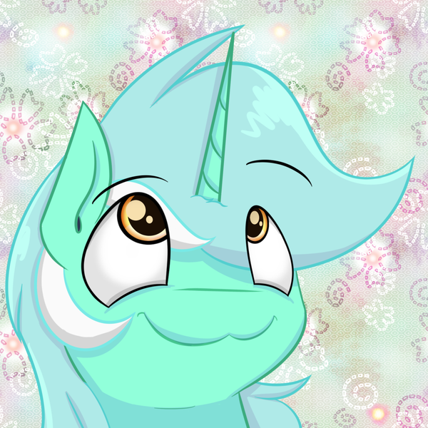 Size: 1024x1024 | Tagged: safe, artist:aidraws, derpibooru import, lyra heartstrings, pony, unicorn, :3, bust, cute, floral design, floral print, guyra, looking up, pointy horn, portrait, sharp horn, smiling, solo