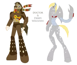 Size: 2511x2113 | Tagged: safe, artist:pyrus-leonidas, derpibooru import, derpy hooves, doctor whooves, time turner, cyborg, kaiju, pony, clothes, drill, kaijufied, male, scarf, stallion