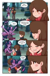 Size: 1000x1500 | Tagged: anthro, armpits, artist:shadowfenrirart, bra, braces, breasts, brother and sister, cleavage, clothes, comic, comic:the to-do-list, crossover, crossover shipping, crying, derpibooru import, dialogue, diplight, dipper pines, female, forest, glomp, gravity falls, hug, human, mabel pines, magic, male, miniskirt, pleated skirt, romantic, shipping, skirt, suggestive, tanktop, twilight sparkle, twilight sparkle (alicorn), twins, underwear, wings