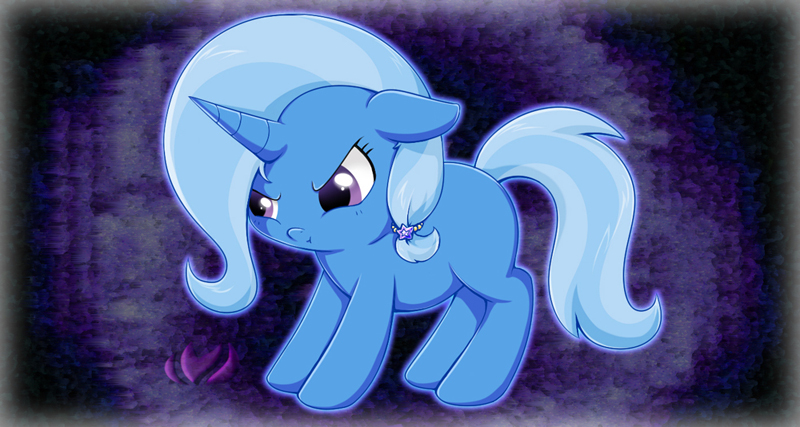 Size: 800x427 | Tagged: safe, artist:raininess, derpibooru import, trixie, pony, unicorn, alternate hairstyle, blank flank, cute, diatrixes, female, mare, pouting, solo, younger