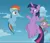 Size: 980x843 | Tagged: safe, derpibooru import, screencap, rainbow dash, spike, twilight sparkle, twilight sparkle (alicorn), alicorn, dragon, pegasus, pony, the cutie re-mark, backpack, derp, faic, female, filly rainbow dash, frown, great moments in animation, gritted teeth, lidded eyes, mare, open mouth, out of context, shrug, smiling, twilest dashle, twilight is a foal fiddler, wat, wide eyes