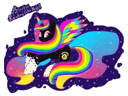 Size: 2000x1500 | Tagged: safe, artist:xebck, derpibooru import, oc, oc:princess rainbow color night, unofficial characters only, alicorn, pony, alicorn oc, joke oc, simple background, solo, transparent background