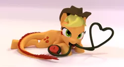 Size: 1970x1064 | Tagged: 3d, apple, applejack, artist:uncommented, derpibooru import, food, heart, monster pony, original species, safe, species swap, tatzljack, tatzlpony, tentacles, tentacle tongue