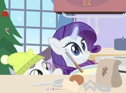 Size: 1000x735 | Tagged: safe, artist:dm29, derpibooru import, rarity, sweetie belle, pony, advent calendar, baking, bowl, christmas, christmas tree, cute, diasweetes, duo, egg, flour, holiday, holiday horse days, julian yeo is trying to murder us, magic, spoon, star wars thread, this will end in fire, tree