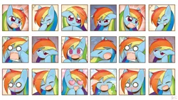 Size: 1920x1080 | Tagged: safe, artist:howxu, derpibooru import, edit, rainbow dash, pony, :3, :d, :o, angry, blood, blushing, bored, crying, cute, dashabetes, embarrassed, expressions, eyes closed, eyes on the prize, female, floppy ears, frown, glare, grin, happy, heart eyes, looking at you, mare, nosebleed, open mouth, sad, screaming, shocked, sleeping, smiling, solo, wallpaper, wallpaper edit, wide eyes, wingding eyes, yelling, zzz