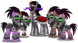 Size: 6805x3726 | Tagged: safe, artist:vector-brony, derpibooru import, king sombra, pony, unicorn, the cutie re-mark, alternate timeline, armor, crystal war timeline, helmet, male, mind control, open mouth, simple background, sombra soldier, stallion, transparent background, vector