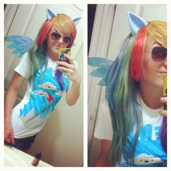 Size: 960x960 | Tagged: artist:jessica nigri, clothes, cosplay, costume, derpibooru import, human, irl, irl human, jessica nigri, photo, rainbow dash, safe