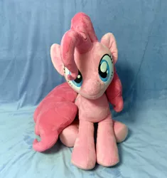 Size: 1396x1488 | Tagged: artist:qtpony, cute, derpibooru import, diapinkes, head tilt, irl, life size, looking at you, photo, pinkie pie, plushie, plushie pie, safe, sitting, solo