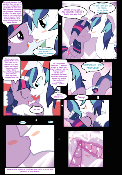 Size: 960x1370 | Tagged: questionable, artist:paperlover, derpibooru import, shining armor, twilight sparkle, twilight sparkle (alicorn), alicorn, pony, comic:your best friend and best lover, brother and sister, comic, female, hornboner, horns are touching, incest, infidelity, kissing, male, mare, shiningsparkle, shipping, siblings, straight