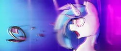 Size: 4096x1714 | Tagged: artist:spaghettidolphin, broken glasses, dead source, derpibooru import, open mouth, safe, vinyl scratch