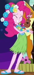 Size: 366x799 | Tagged: safe, derpibooru import, screencap, pinkie pie, equestria girls, rainbow rocks, clothes, cute, diapinkes, feet, flower, flower in hair, flower necklace, grass skirt, hula, hulapie, lei, outfit catalog, sandals, skirt, solo, ukulele