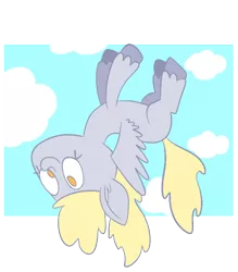 Size: 604x690 | Tagged: safe, artist:typhwosion, derpibooru import, derpy hooves, pegasus, pony, cloud, female, flying, mare, simple background, solo, transparent background, unshorn fetlocks, upside down