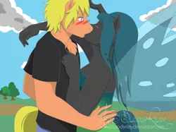 Size: 800x597 | Tagged: anthro, artist:bloodyriley, crossover, crossover shipping, derpibooru import, equestrianheroes, naruto, naruto uzumaki, queen chrysalis, romance, shipping, suggestive, uzumaki naruto