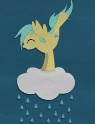 Size: 1000x1300 | Tagged: artist:redcarpetmonster, backbend, cloud, derpibooru import, rain, safe, solo, sunshower raindrops